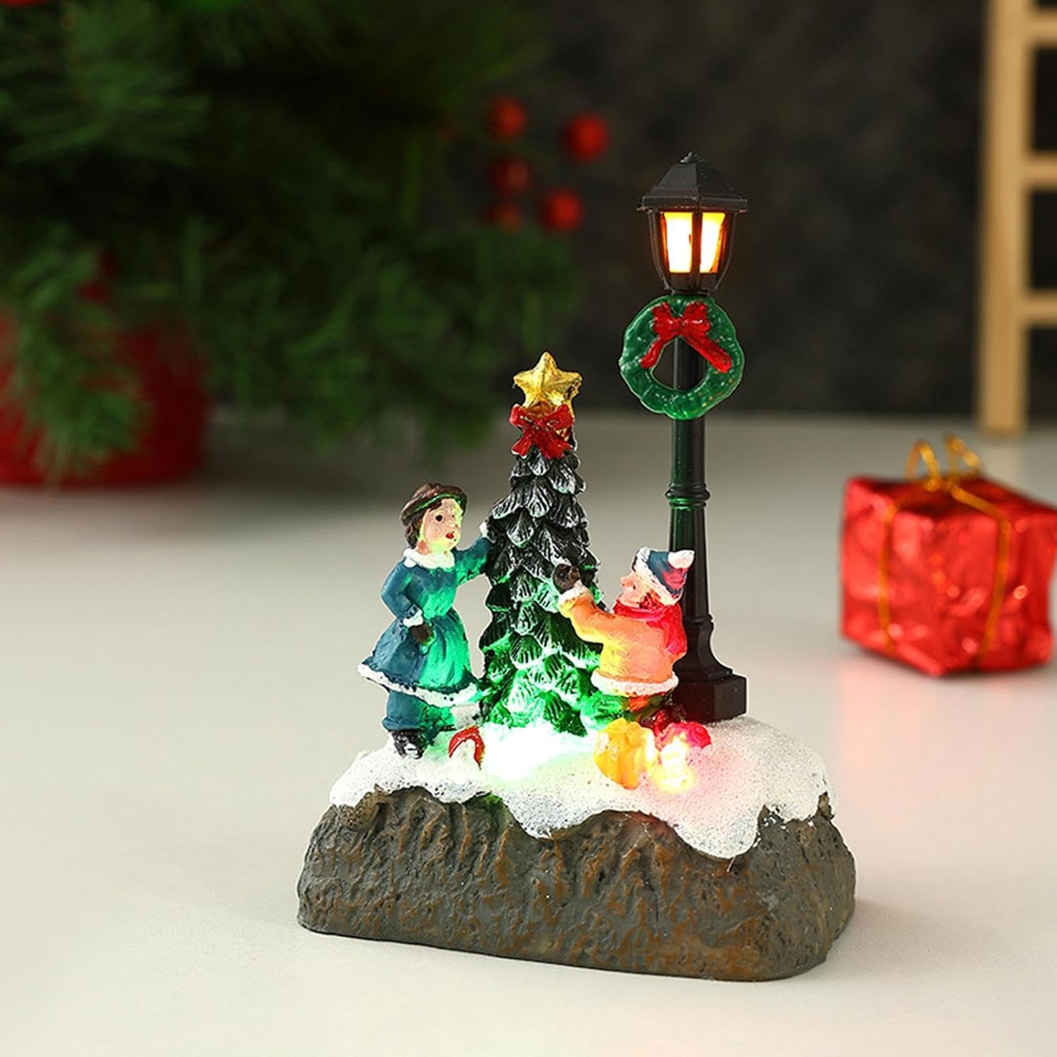 Christmas Miniature Village Collectible Buildings Resin Figurines Winter