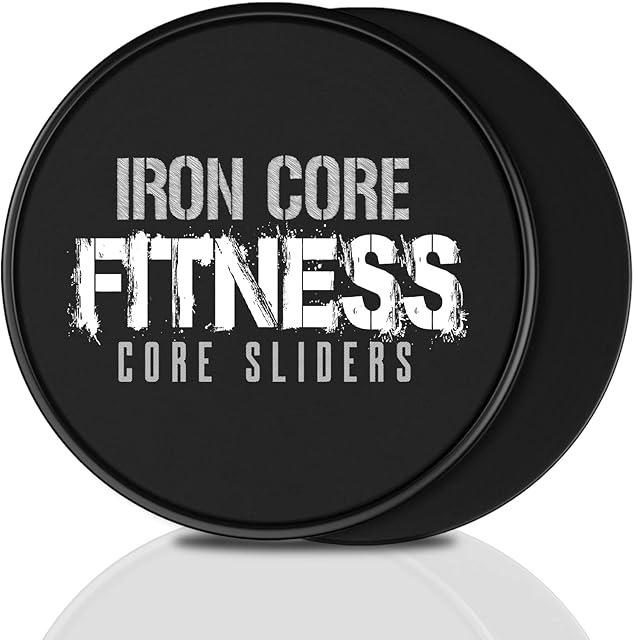 Iron Core Fitness 2 x Dual Sided Gliding Discs Core Sliders Ultimate Core Trainer- Gym Home Abdominal Total Body Workout Equipment. Use on ALL surfaces.