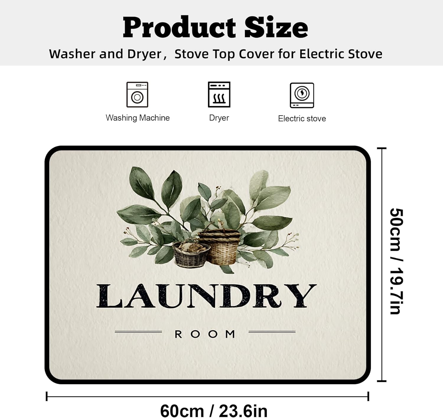 Non-Slip Washer & Dryer Top Cover Mat – Dust-Proof Protector Pad with Multiple Pattern Designs for Laundry Room & Kitchen Decor, Universal 23.6"x19.7"
