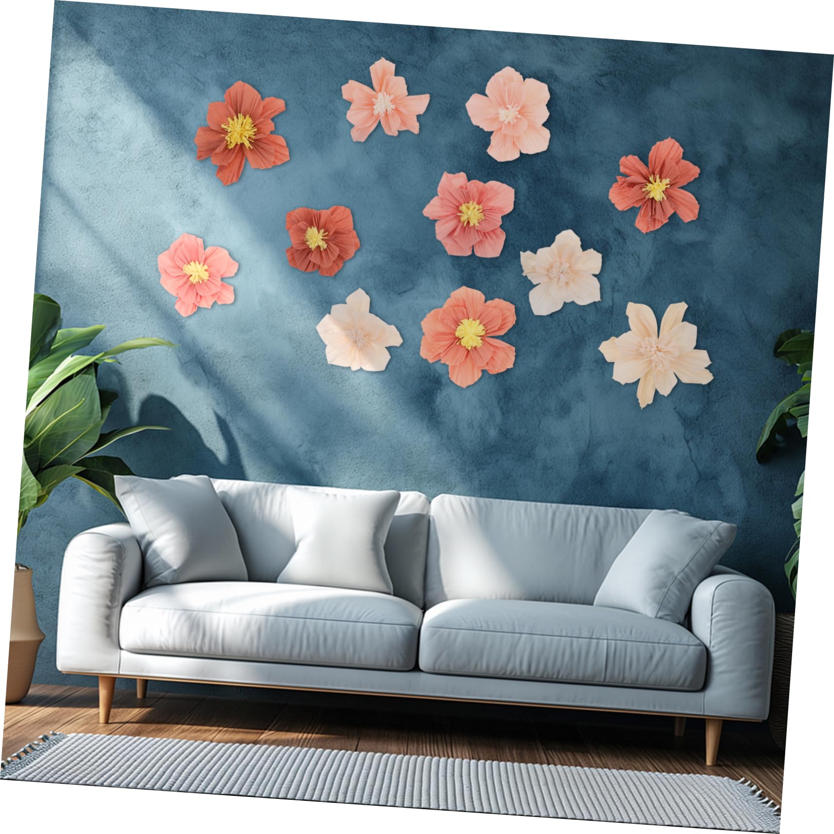 Fleurs en Papier Crépon 24 Pièces pour Décoration Murale 3D