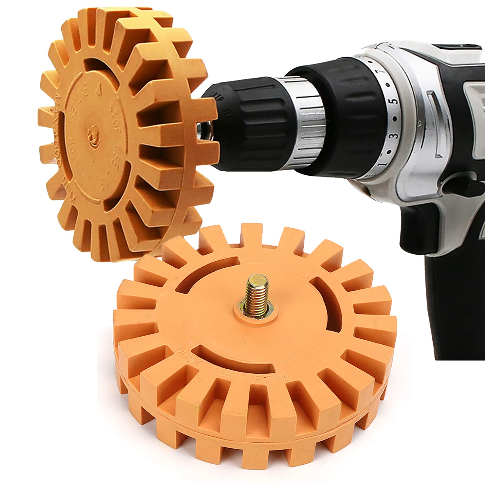 Rueda de Goma de Borrar de 4 Pulgadas - Removedor de Pegamento de Película Adhesiva - Disco Limpiador de Pintura de Calcomanía Neumático para Automóvil, Barco, Vehículo
