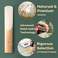 Vista 3 de Cañas de clarinete 2.5, CeMeow Cañas tradicionales para clarinete principiante, paquete de 10 con caja de plástico, punta de caña más delgada