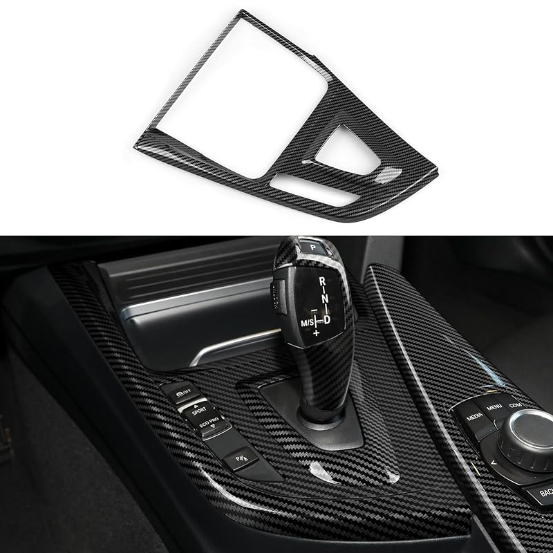 Adesivo de acabamento estilo fibra de carbono para manopla de câmbio BMW F30 F31 F32 F33 F34 F36, ABS preto, 1 unidade
