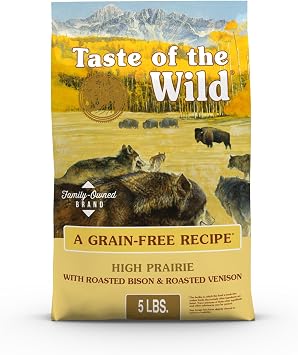 Taste of the Wild High Prairie Adult Dry Dog Food, Roasted Bison, 5lb | High Protein | Grain Free Recipe* | Nutrient Dense to Help Support Peak Health | Probiotics for Digestive Health