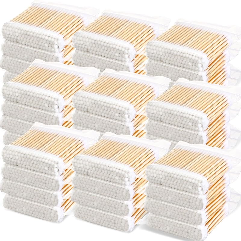 Heigble Hastes de Algodão de Bambu com Pontas Duplas Redondas, 5.000 Unidades