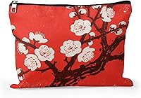 Vista 25 de Cafl Bolsa de maquillaje para mujeres y niñas, organizador de viaje portátil de gran capacidad, 10 x 8 pulgadas, Par de mirlo posado en ramas