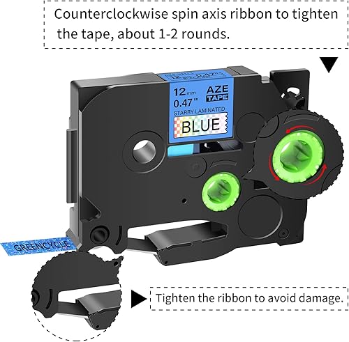 Miniatura 7 de GREENCYCLE Compatible con Brother P Touch TZ TZe-131L1 Starry Laminated Glitter Rainbow Bling AZE cinta de etiquetas negra sobre transparente 12