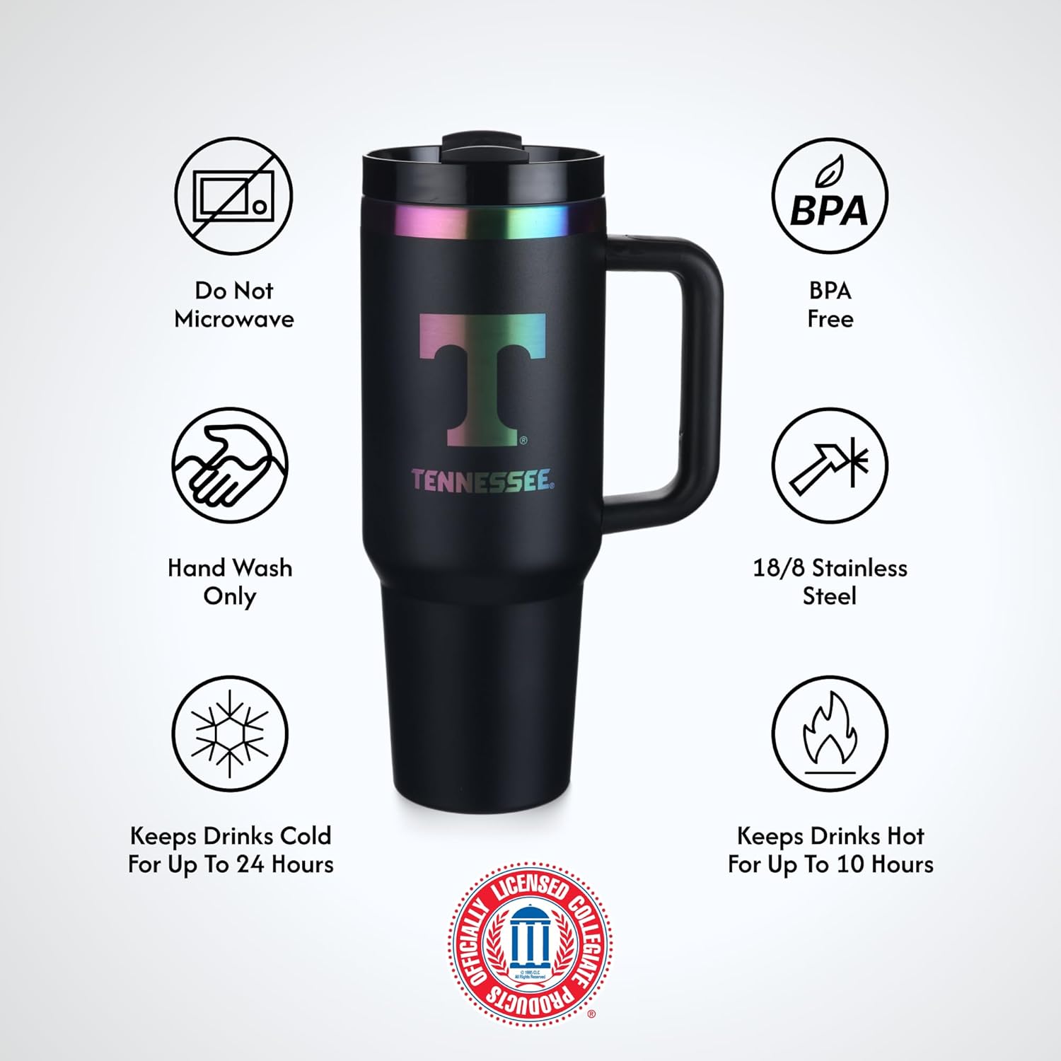 The Memory Company | Licensed NCAA 40oz Iridescent Tumbler with Handle - Image 7