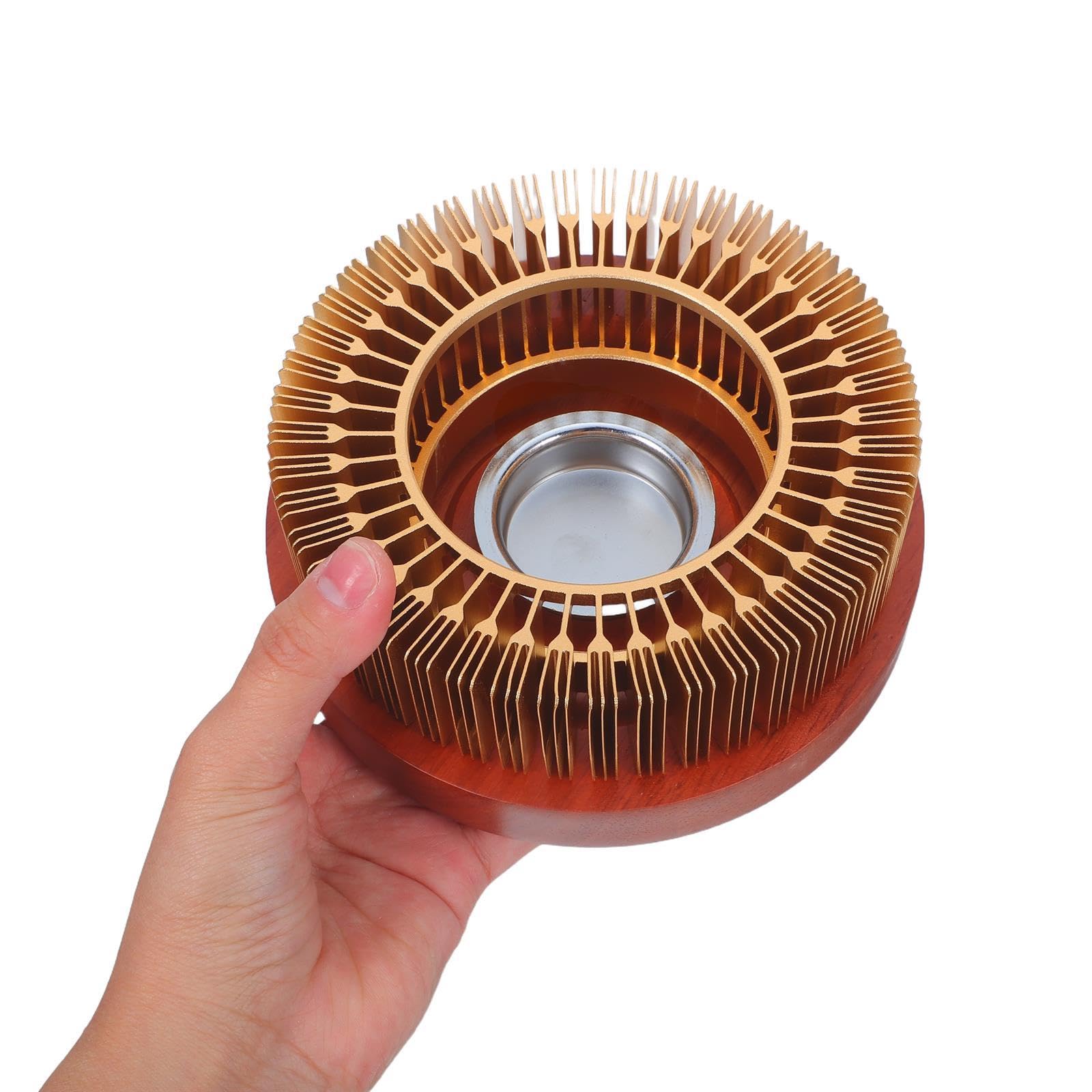 Calentador de té de Aluminio con Base de Madera, Calentador de Velas para Calentar té, café, Leche, Alimentos, Universal para teteras para el hogar, la Cocina, el Camping y los Viajes.