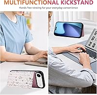 Vista 70 de UEEBAI Funda tipo cartera para iPhone 15 Pro Max con tarjetero, cubierta de cuero PU con soporte, bloqueo RFID, doble cierre magnético, relieve