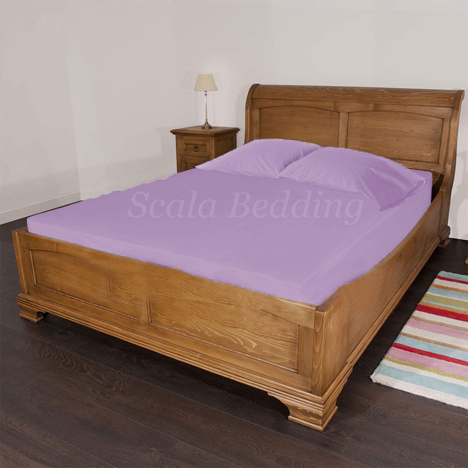 Drap-housse 600 fils coton égyptien lavande grand bonnet 38 cm 3 pièces