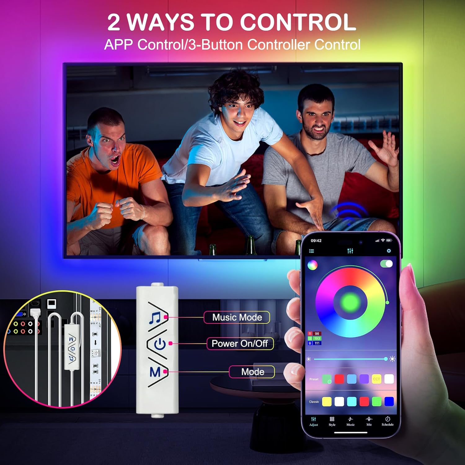 4M LED Strip Lights for TV,USB LED TV Backlights with APP Control for 40 to 65inch TV,RGB LED Strip Light,Music Sync Backlights Color Changing Led Strip,5050 RGB TV LED Lights for TV PC Monitor 6 71E3e0oMYUL. AC SL1500