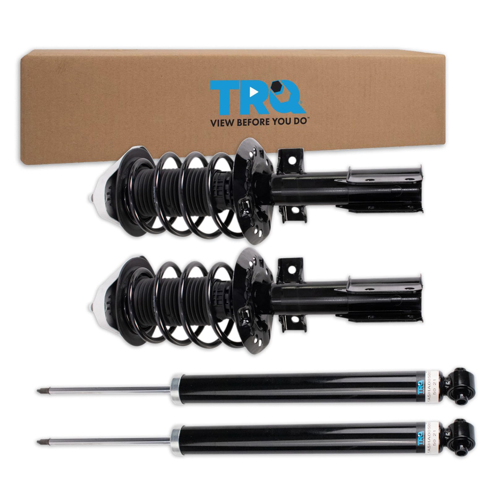 TRQ Front and Rear Complete Strut Assembly &amp; Shock Absorber Kit Complete Strut &amp; Coil Spring Assembly Compatible with 2014-2016 Mercedes-Benz E250 2010-2016 E350 2015 E400 2013-2014 E550 4Matic AWD