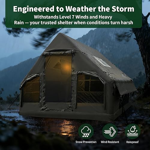 Miniatura 4 de Tienda de campaña inflable de lujo  Instalación rápida de 6 minutos con gato de estufa  Refugio para 2 a 4 personas  Resistente al viento y a la