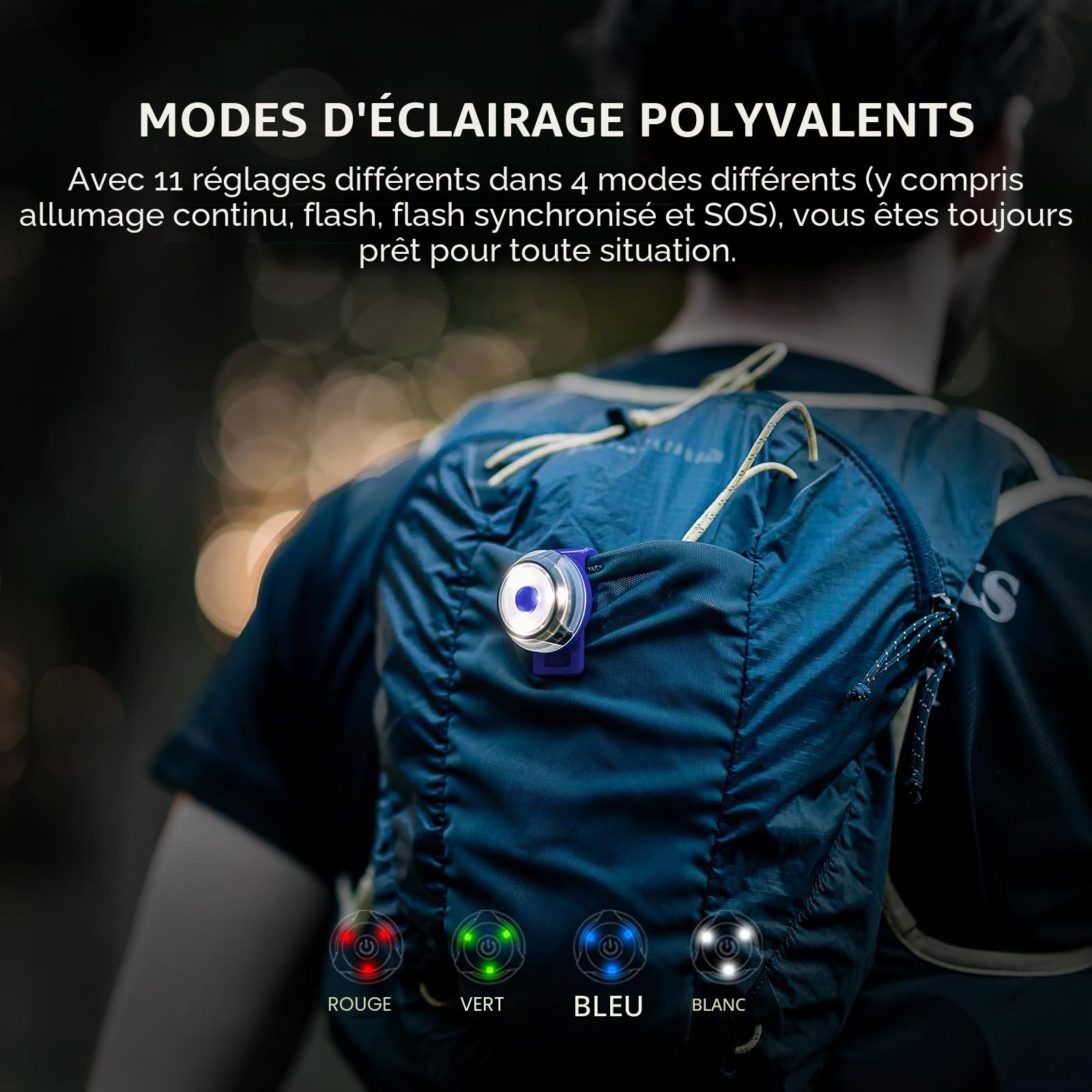 OLIGHT Gober 2 Lumière de sécurité LED haute visibilité avec 4 modes d'éclairage, avertissement clignotant rechargeable USB-C avec clip pour la course, le cyclisme, le camping, la promenade du chien