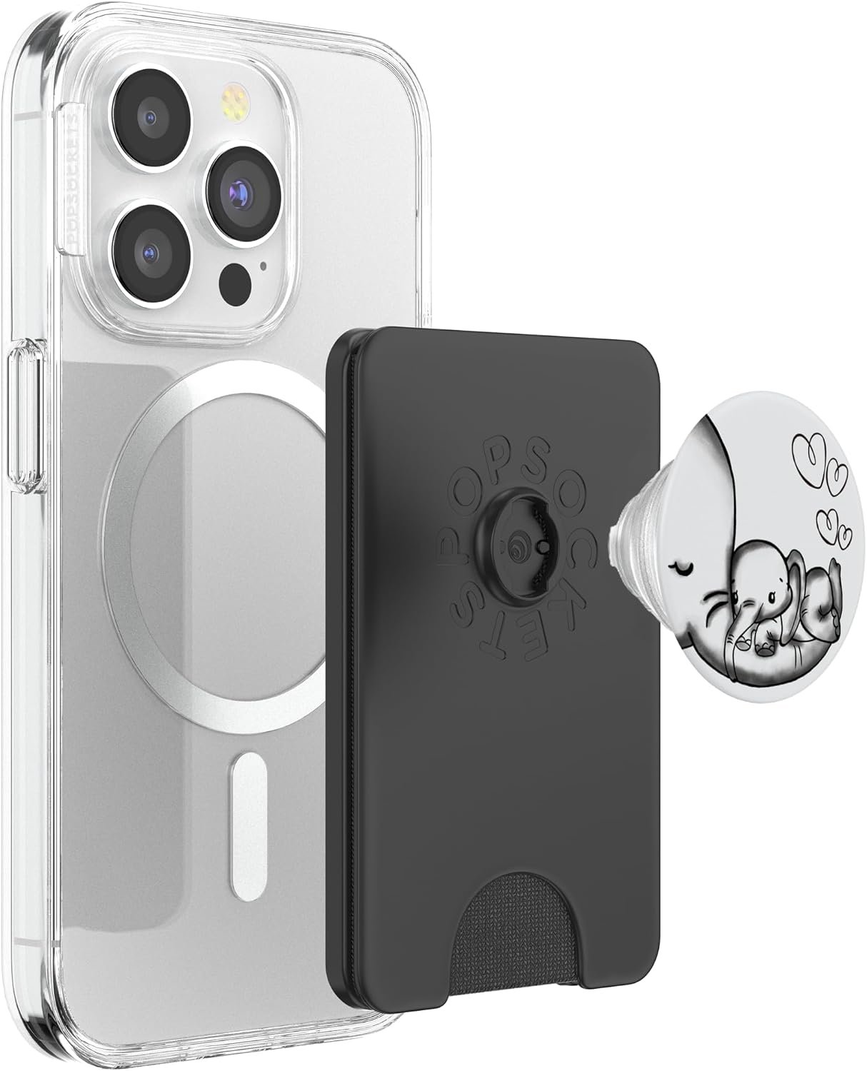 Cute Elephant Mom & Baby Elephant Love Beautiful Phone Grip PopSockets Grip and Stand for Phones and Tablets PopSockets PopWallet for MagSafe