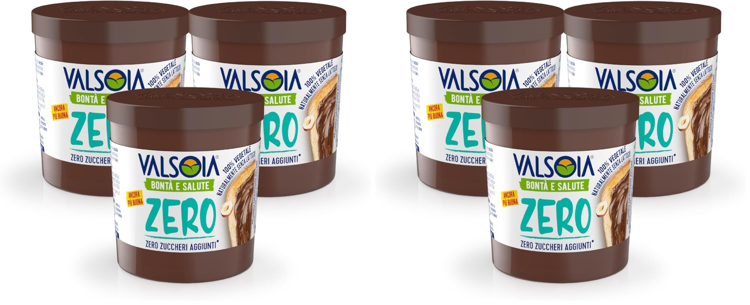 Valsoia - Haselnuss-Pflanzencreme mit Kakao und Hafer, 100% pflanzlich, gluten- und palmölfrei, natürlich laktosefrei, ideal für Veganer, ohne Zuckerzusatz, 3 x 200 g (Packung mit 2)