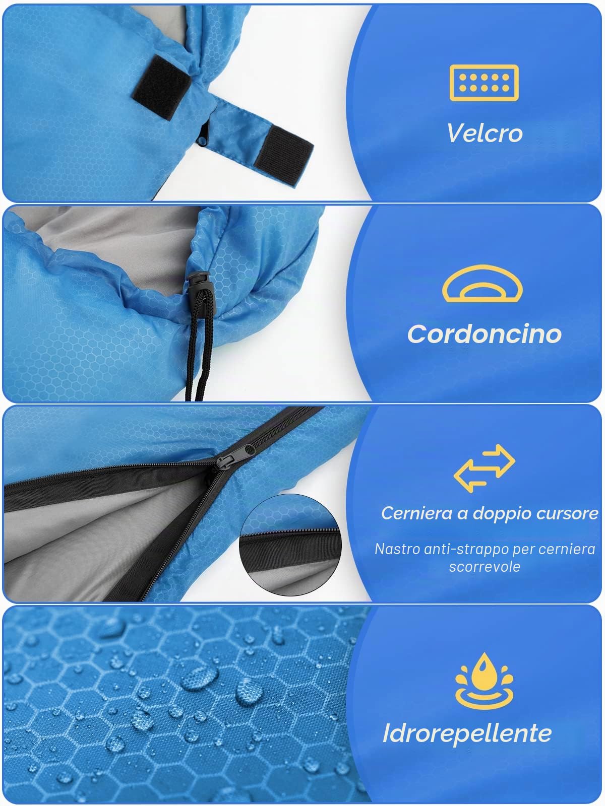 Forceatt Sacco a pelo per 4 stagioni, sacco a pelo invernale, campeggio, viaggi, festival, adatto per diverse stagioni, 2,4 kg