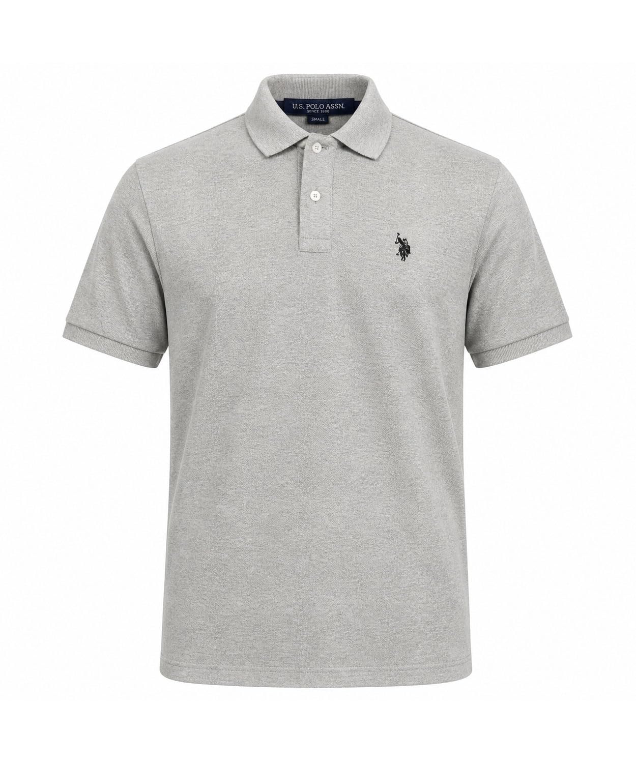 U.S. Polo Assn. Men's Solid Polo with Small Pony, Heather Grey/Black, Small