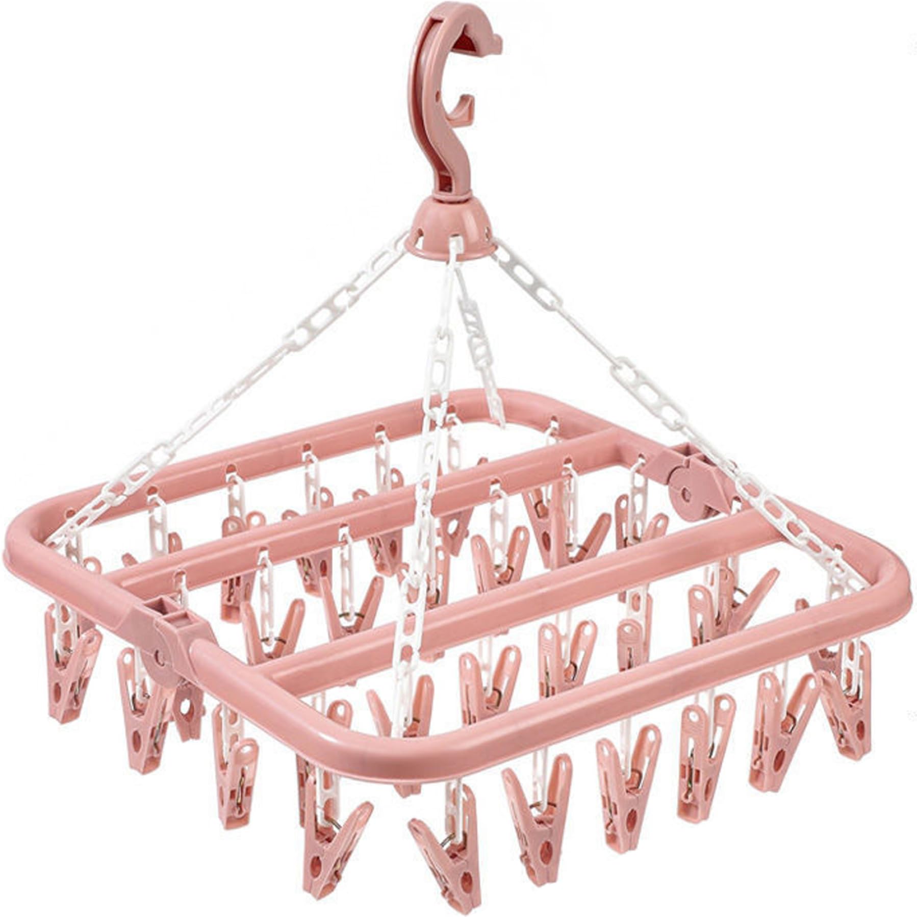 Faroby Clothes Drying Rack Foldable Hanger with 32 Clips Windproof for Sock Underwear Baby