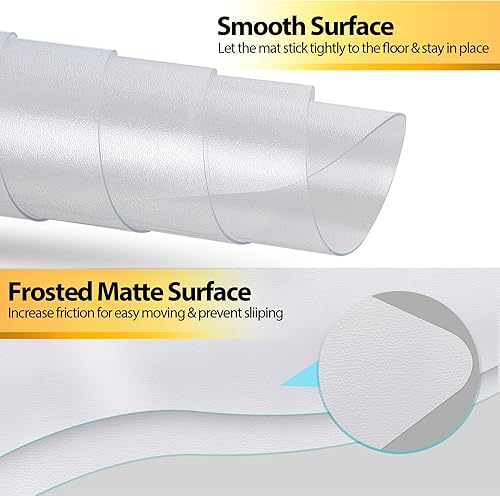 Miniatura 4 de SUPER DEAL Tapete de oficina mejorado de 48 x 36 pulgadas con labio, tapete resistente para silla de escritorio de oficina para suelo de madera dura