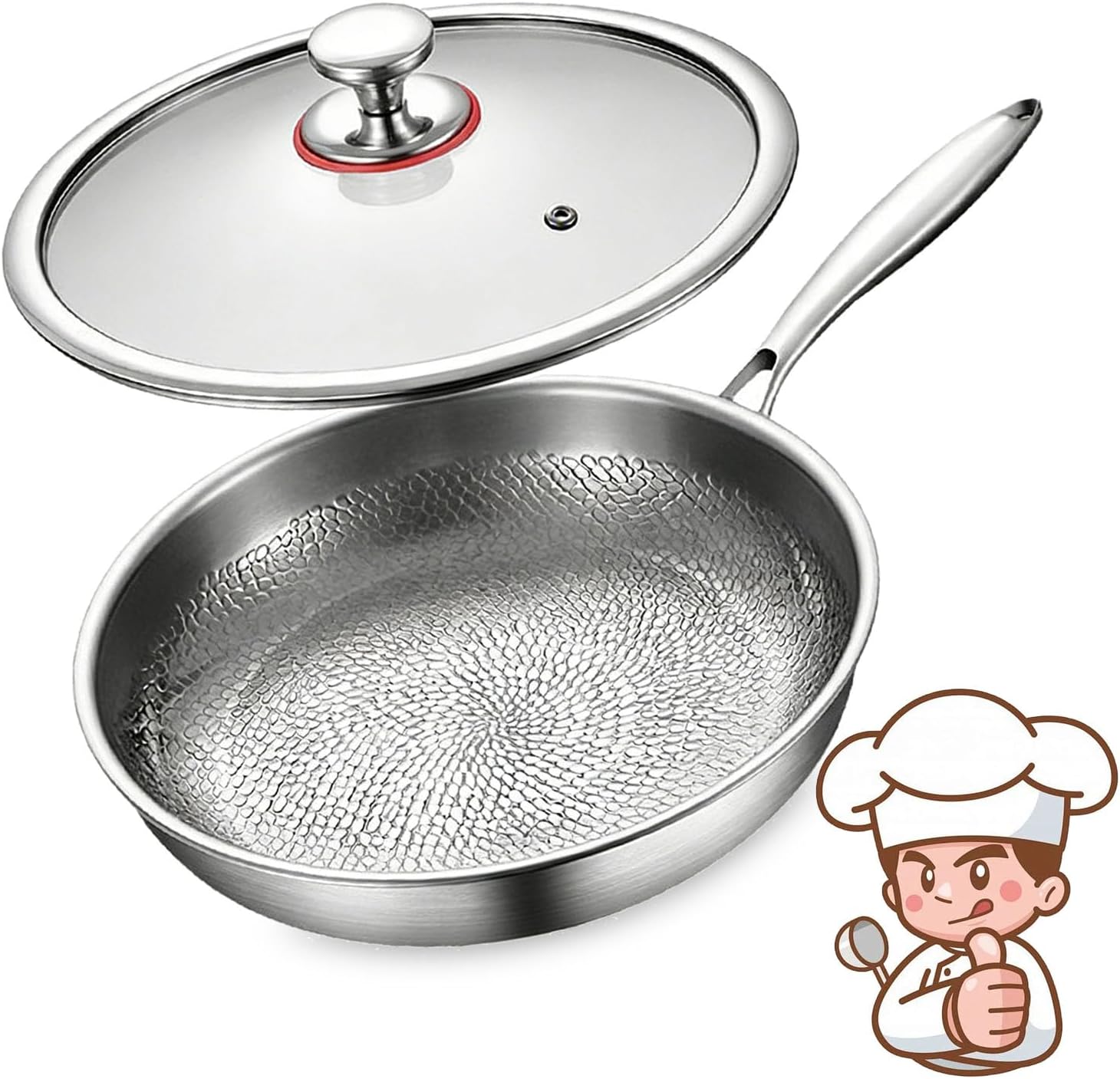 Titanium Pan for Cooking-New Titanium Hammered Pan Pro, Durable Titaniums Frying Pans Nonstick, Uniform Thermal Conductivity (With Lid,10.24In)