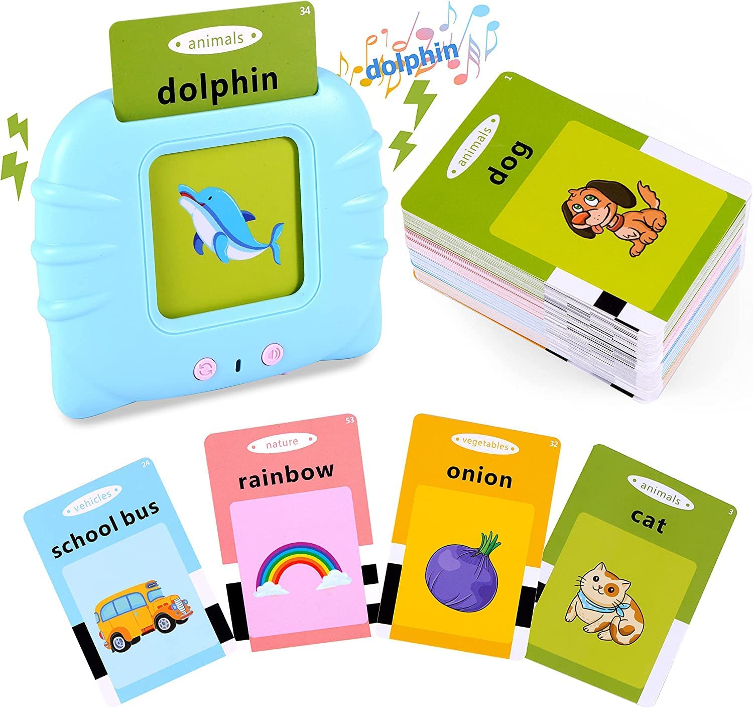XSOURCE Talking Flash Cards Preschool Educational Learning Toys for 2 3 4 5 6 Year Old Kids, Boys and Girls Speech Therapy Toys, 112 Pcs, 224 Sight Words with Audible Sound Montessori Toys (Blue) (B0BLLQ6LZM) Amazon Price History, Amazon Price Tracker