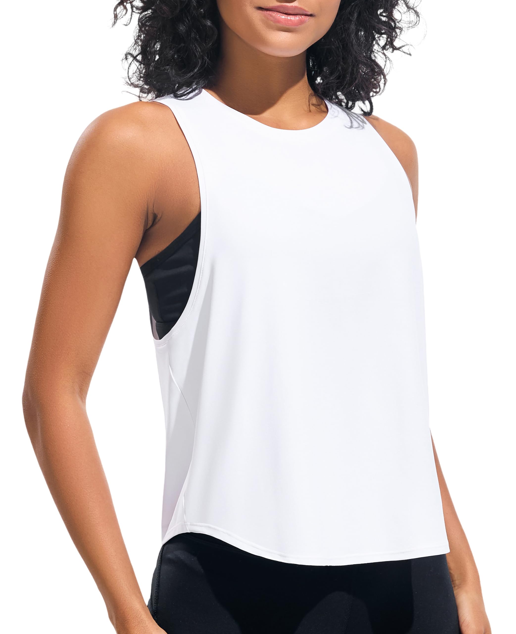 JOYSPELS Ice Silk Workout Tank Tops for Women Quick Dry Sleeveless Loose Fit Athletic Running Shirts