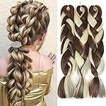 AFNOTE Blonde Braid in Hair Extensions 24 Inch 3 Packs Synthetic High Temperature Rainbow Jumbo Braiding Hair Profession Crochet Colored Hair Extensions for Braiding(Blonde/Brown)
