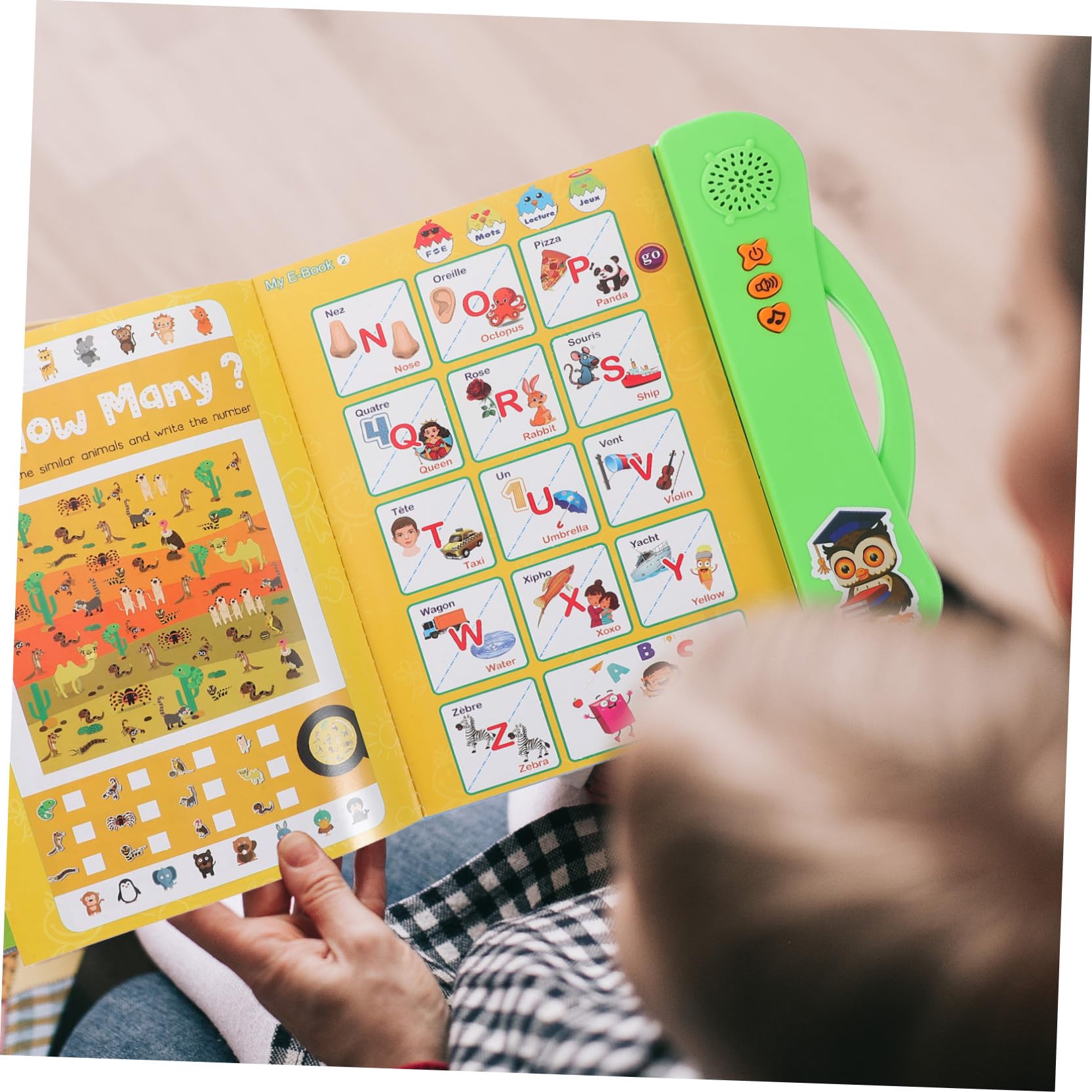 Libro Electrónico Interactivo Sonido para Aprender Francés E Inglés | Libro de Actividades Preescolar, Verde, Abs, 1, Pilas 3 X Aa No Incluidas