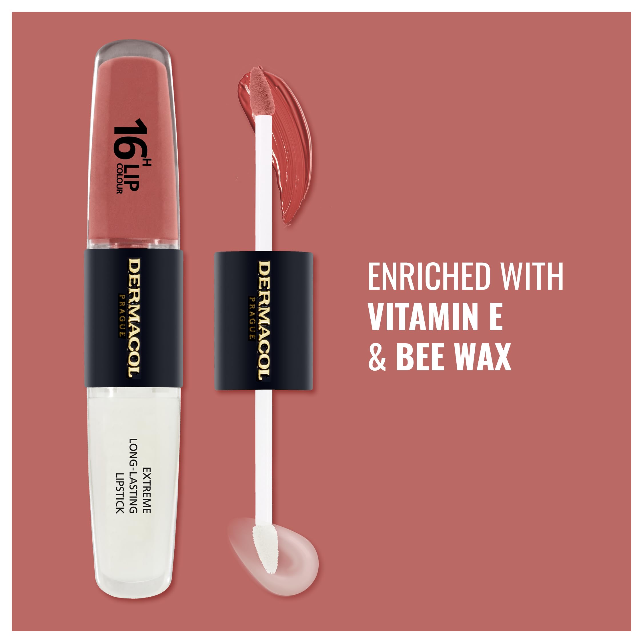 NEW Dermacol, 16-Hour Lip Colour, Highly Pigmented Glossy Lip Stain, Two-Phase Lip Plumper Gloss - Image 3