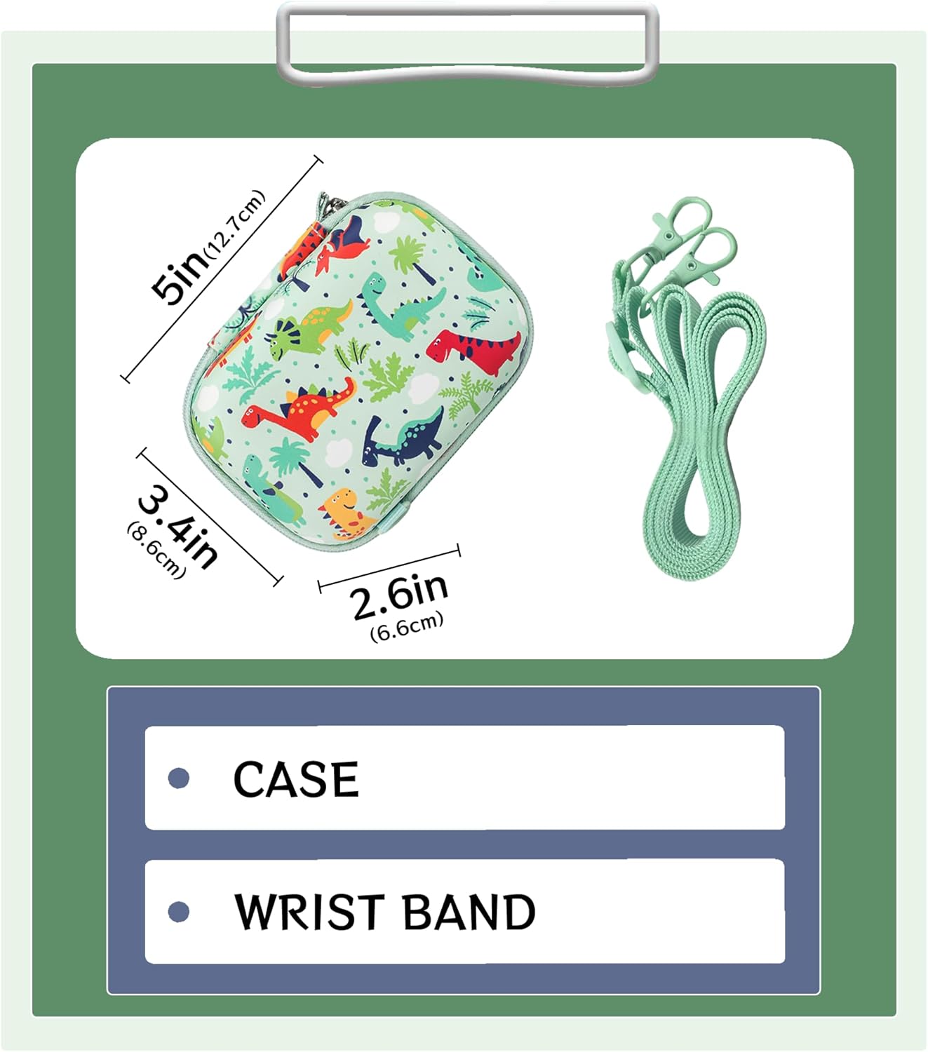 Leayjeen Kids Camera Case Compatible with Goopow/Mgaolo/HOOMOON/Hangrui Kids Camera Toys and Children Digital Video Camcorder Camera,Best Christmas and Birthday Gifts -Green Dinosaur(Case Only) - Image 2