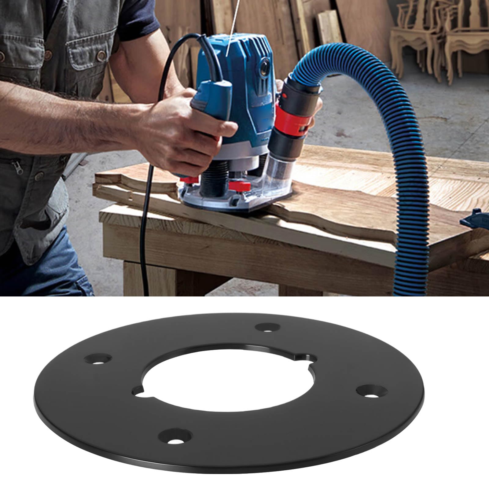 YINETTECH Electric Router Base Plate Router Plastic Round Base Plate Compatible with Makita 3612/ 3612C Electric Router 413024-1 912112-6 - Image 2