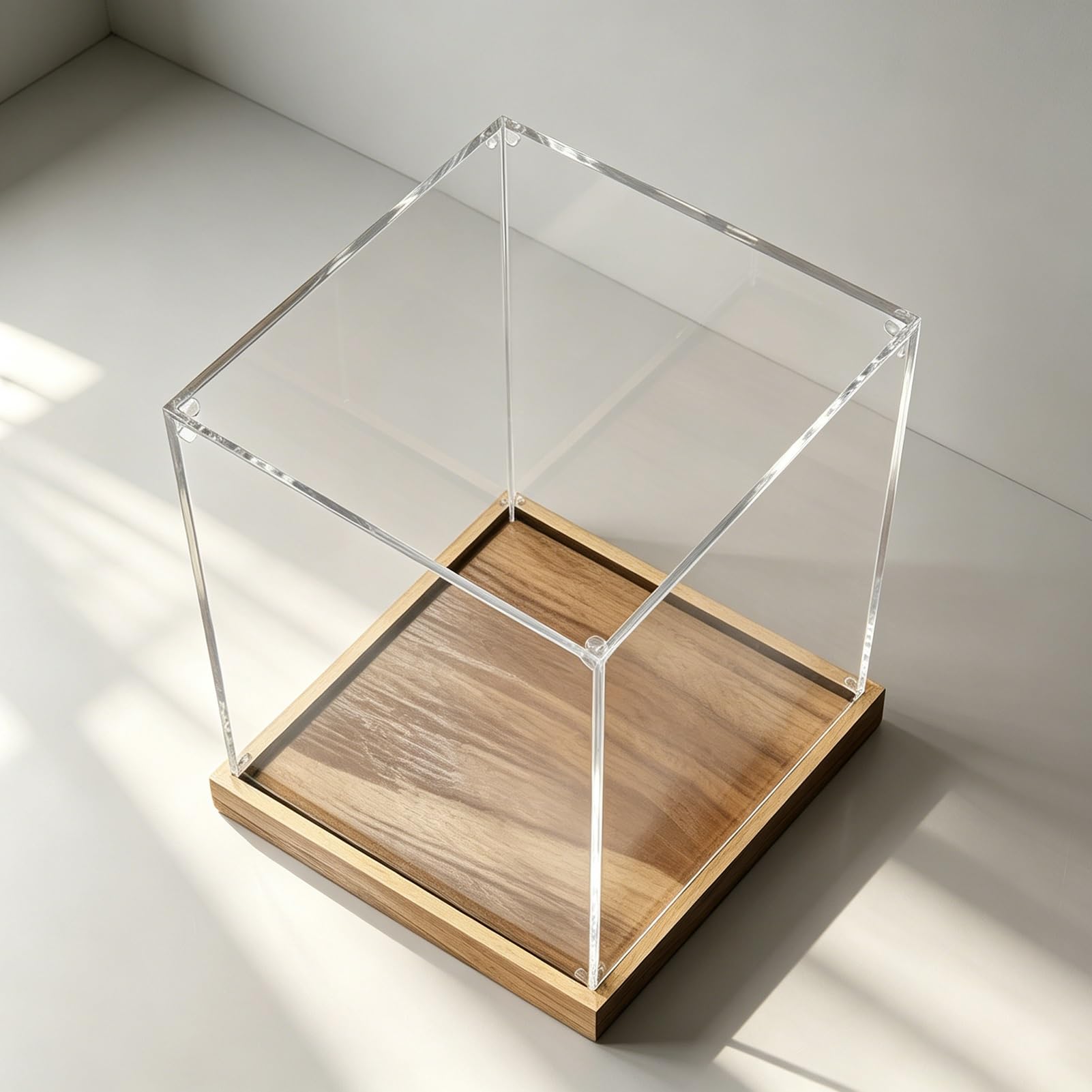 Clear Acrylic Display Case Extra Tall 31 28 26 24 in, Stackable UV Protected Figure Display Box, Dustproof Thickened Storage Plastic Showcase(Wood,80x80x80cm/31x31x31in)