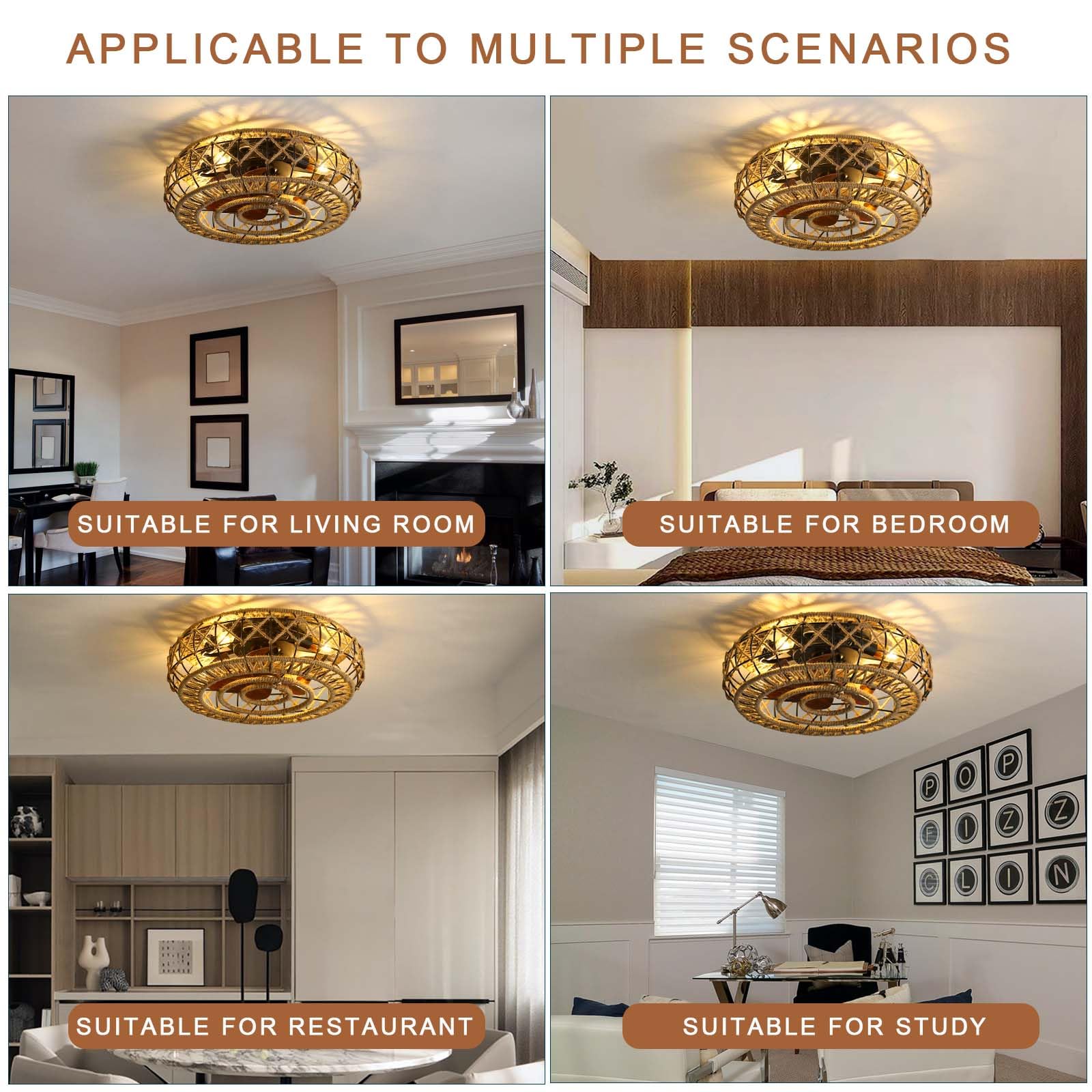 LUSTRE VENTILATEUR DE Plafond Avec Télécommande Minuterie Noir Grille