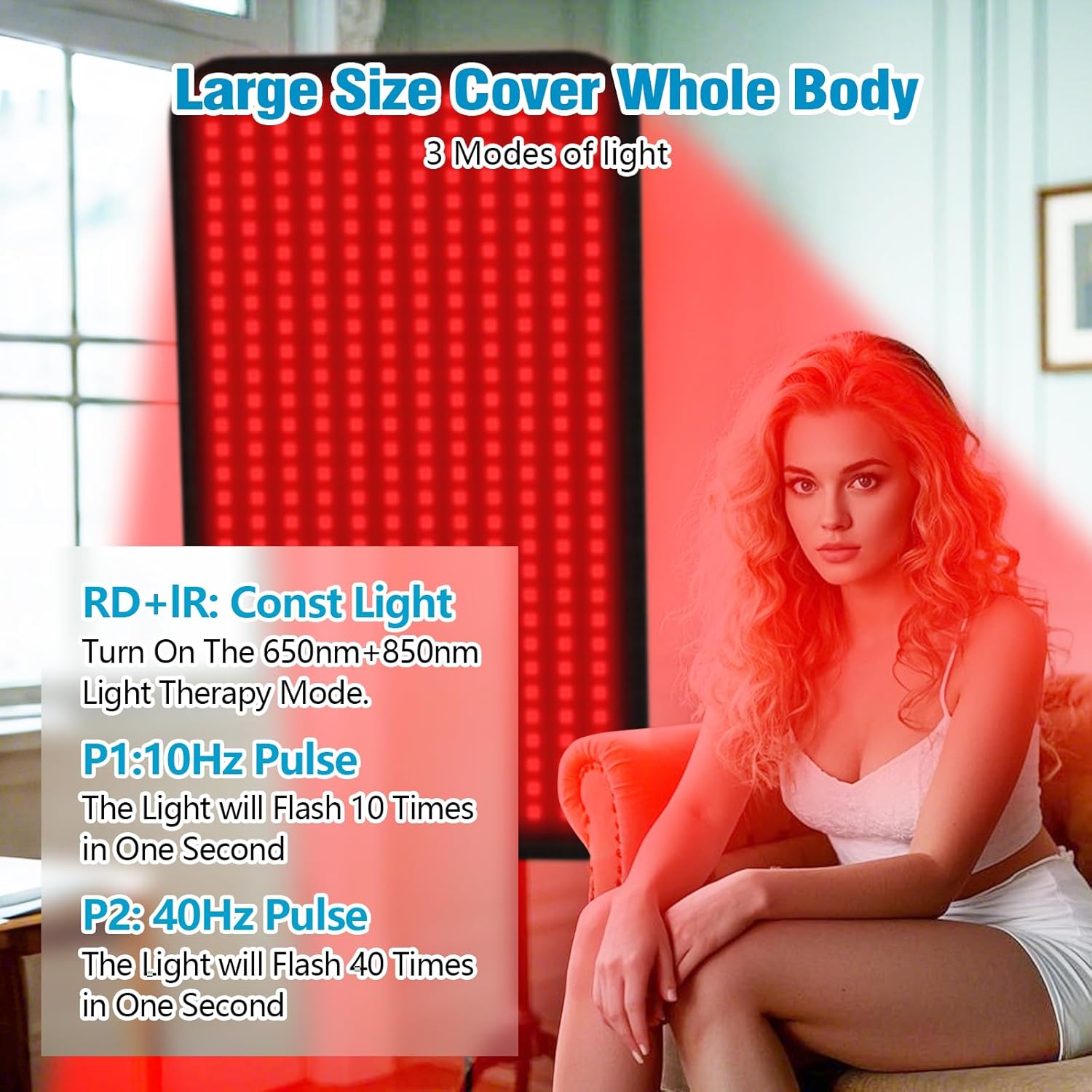 Red Light Therapy Mat for Body,40"*24" Infrared Red Light Therapy Pad for Full Body Waist Back Shoulder Muscle Pain Relief(650nm & 850nm),3 Hooks for Hanging(360 LEDs)