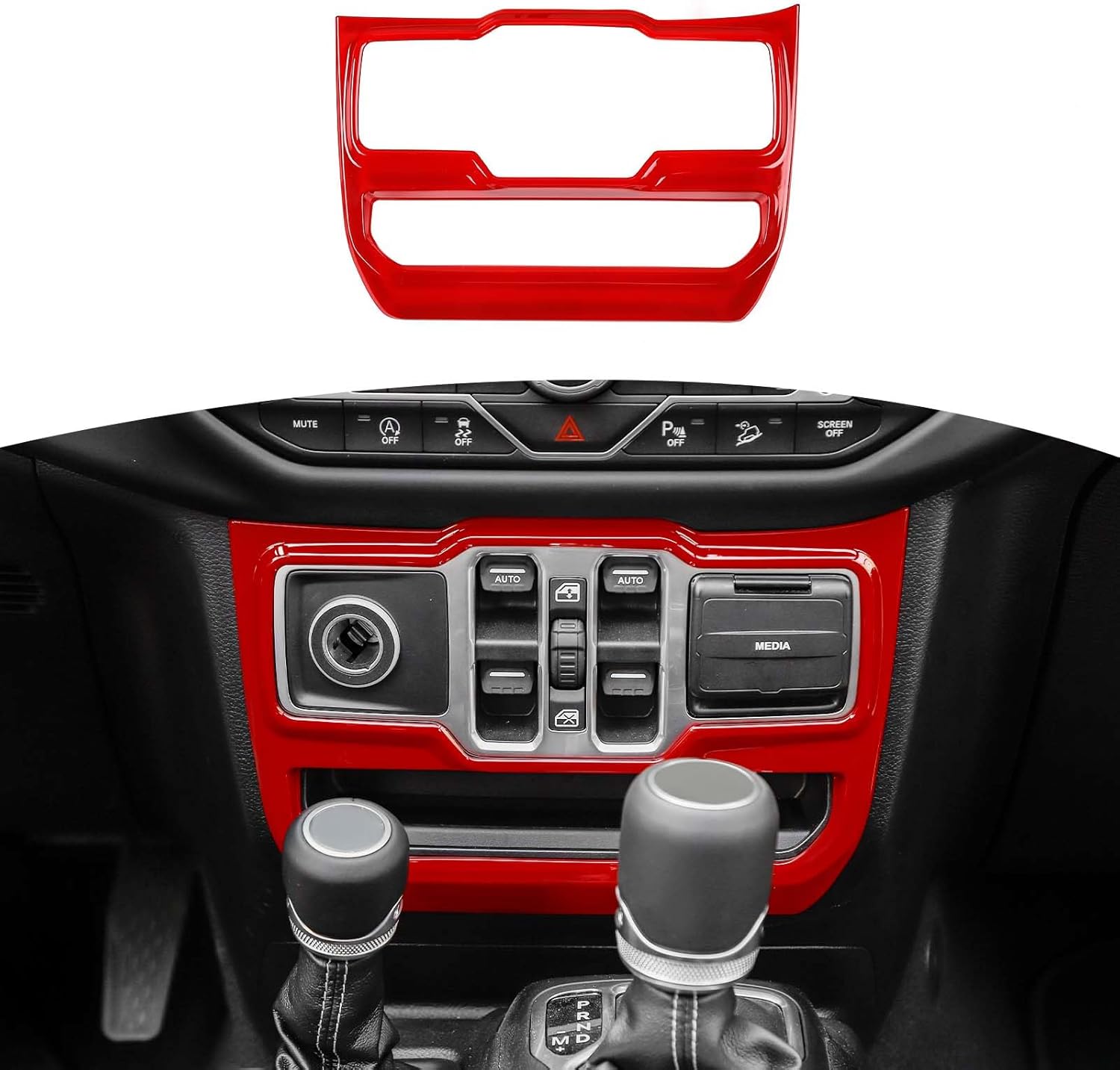 RT-TCZ for Jeep JL Center Dash Window Switch Panel Trim Cover for Jeep Wrangler JL JLU Gladiator JT 2018-2024 Red Interior Accessories