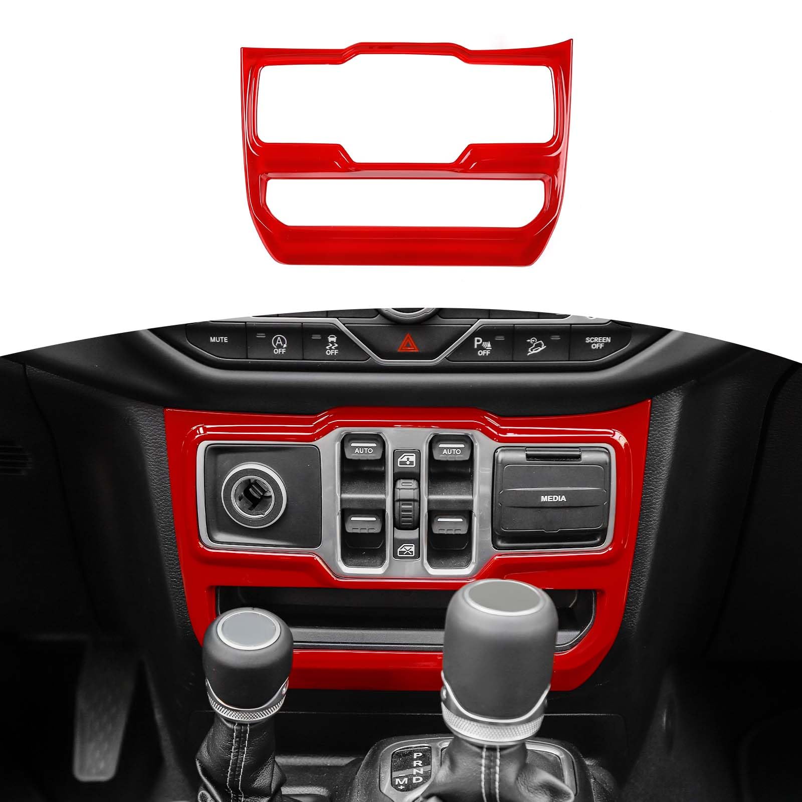 RT-TCZ for Jeep JL Center Dash Window Switch Panel Trim Cover for Jeep Wrangler JL JLU Gladiator JT 2018-2024 Red Interior Accessories