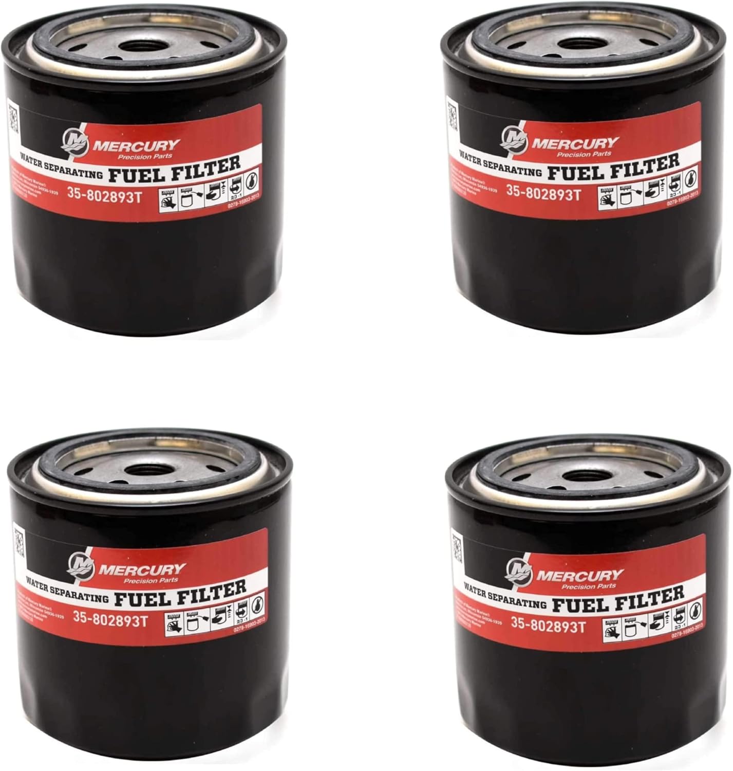 Mercury Marine Mercruiser New OEM Water Separating Fuel Filter Set of 4 35-802893T