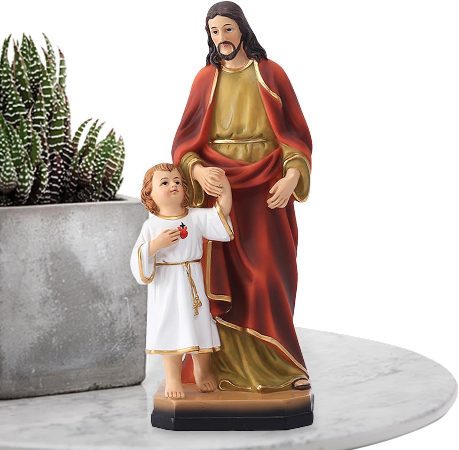 St. Joseph Statue Figurine - 8.4 Inch Baby Jesus - St. Joseph Catholic Renaissance Collection, Carrying Baby Jesus,
