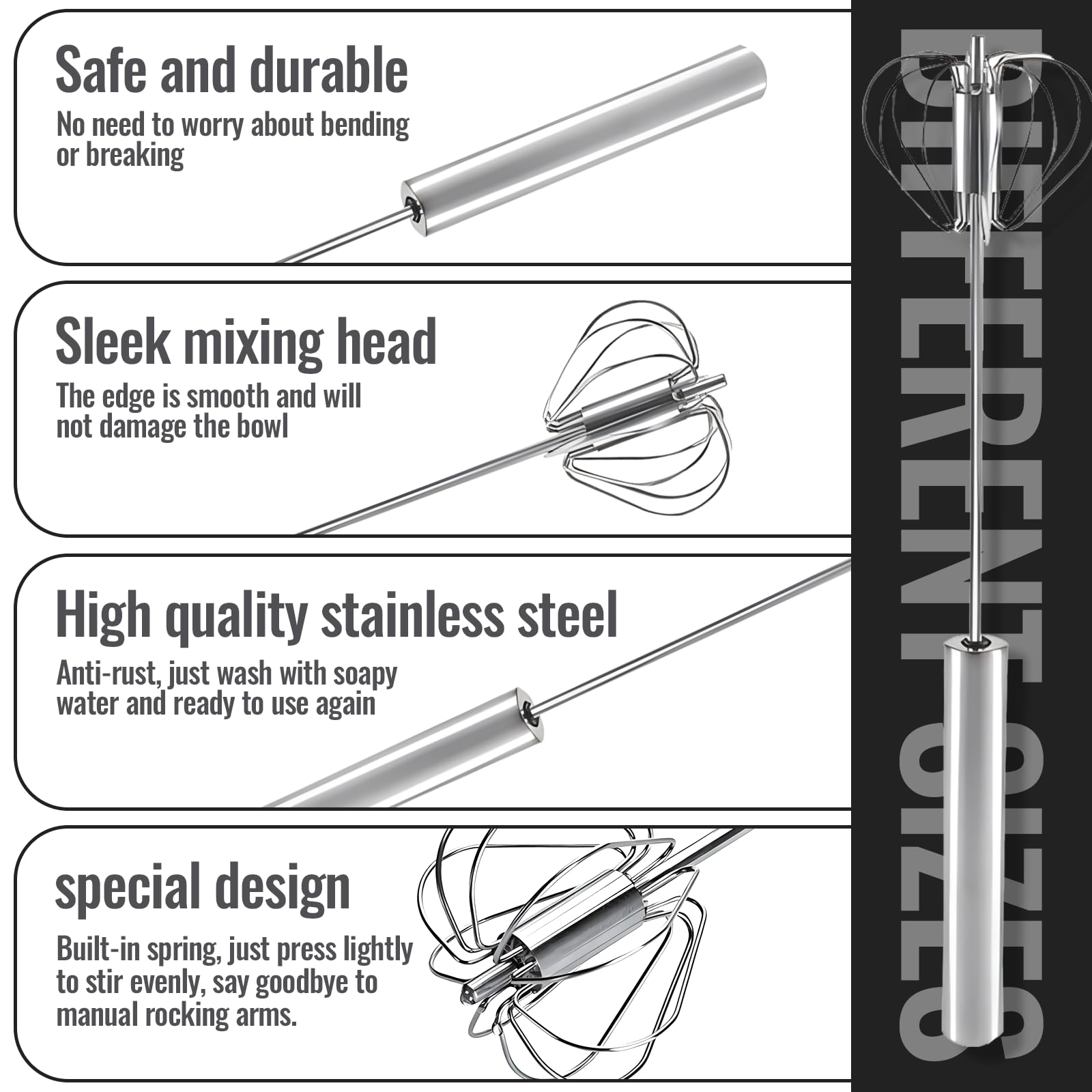 Garde, professionele garde, keuken, roestvrij staal, garde, ballon, eiermixer, garde, keukengarde, handmatige antiaanbaklaag, handmatige garde voor het mengen van koken, kloppen, kloppen, schuimen en Garde, professionele garde, keuken, roestvrij staal, garde, ballon, eiermixer, garde, keukengarde, handmatige antiaanbaklaag, handmatige garde voor het mengen van koken, kloppen, kloppen, schuimen en