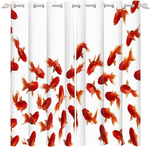 Miniatura 8 de Renaiss Cortinas de estilo oriental de 53 pulgadas de ancho x 84 pulgadas de alto, diseño de lirio de loto blanco y montañas verdes con líneas