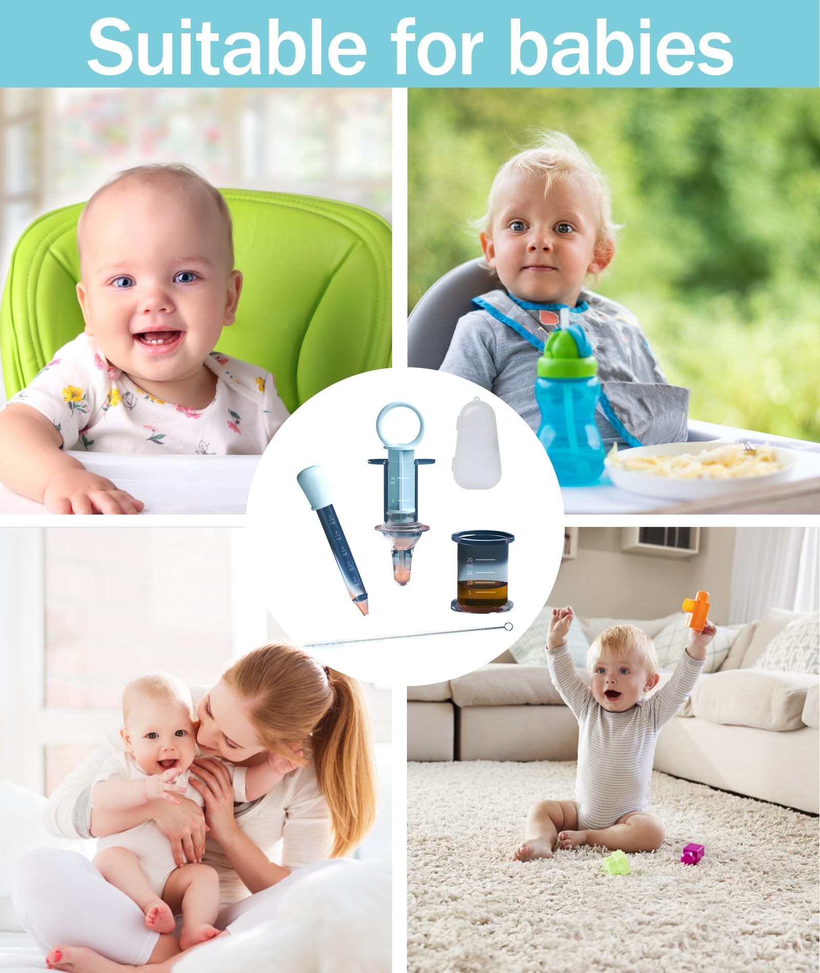 5Pcs Dropper for Baby Set, Pacifier Style, Measuring Cup, Dropper, Straw Brush, Storage Box, Anti Choking Device for Kids, Medicine Dropper for Precise Dosage - Image 6 thumbnail