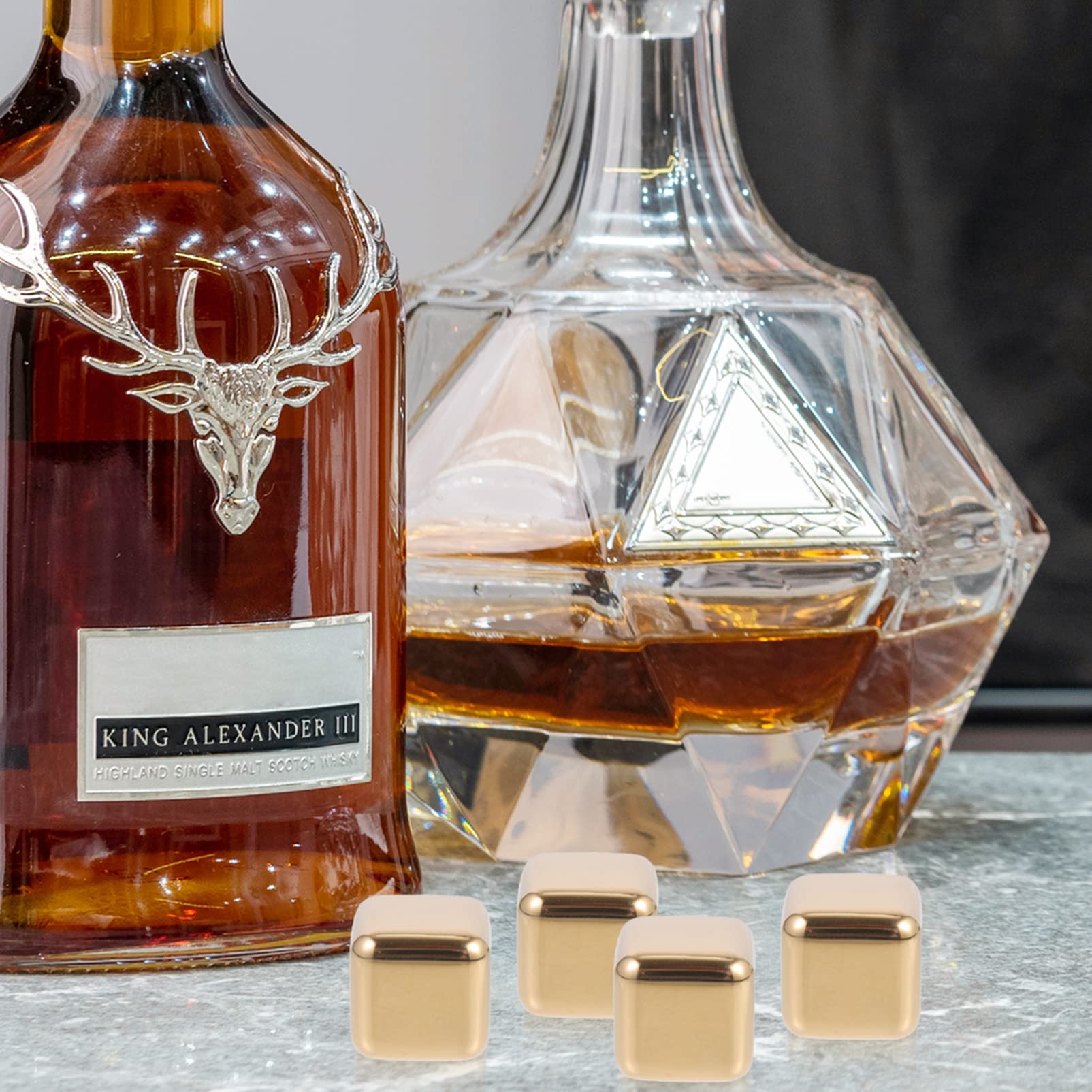 CALLARON 1 Set Stainless Steel Ice Pellets Whiskey Stones Ice Rocks Ice Cubes Reusable Beverage Stainless Steel Ice Cube Household Whiskey Ice Cube Washable Vodka Plastic