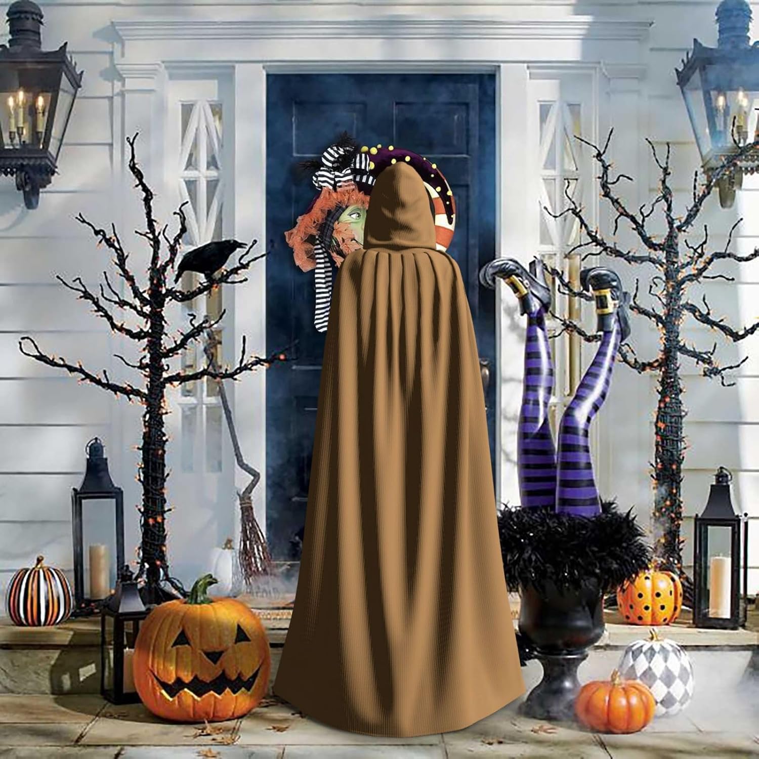 Brown Unique Darkness Poncho Shawl - Customizable Wearable Blanket for Women, Perfect Halloween Costume Accessory, Knight, Akatsuki, and More