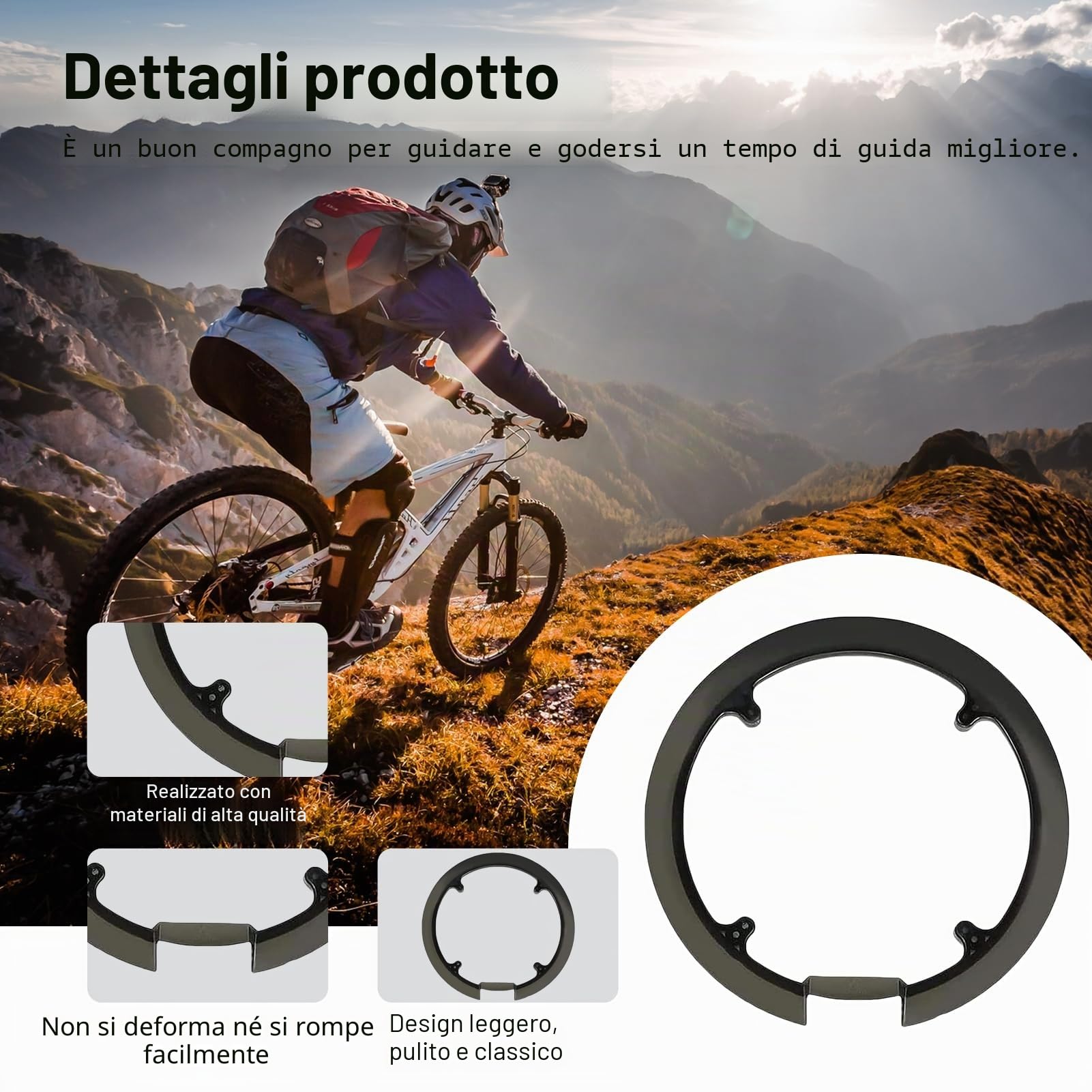 Copriruota Catena Bicicletta, Compatibile con Catene 42 e 44 Denti, Paracatena per Mountain Bike, Anello paracatena Universale a 4 Fori, Protezione Pignone con 4 Viti (Nero)
