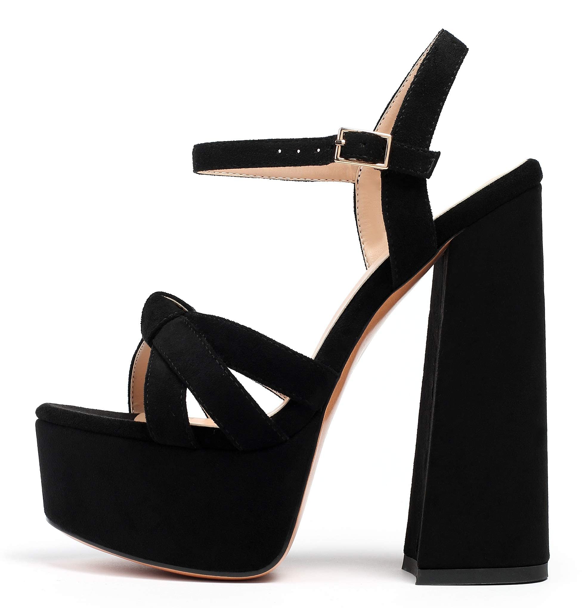 Mettesally Women's Chunky Platform Heels Heeled Sandals Open Toe Ankle Strap Sandals Summer Dress Shoes