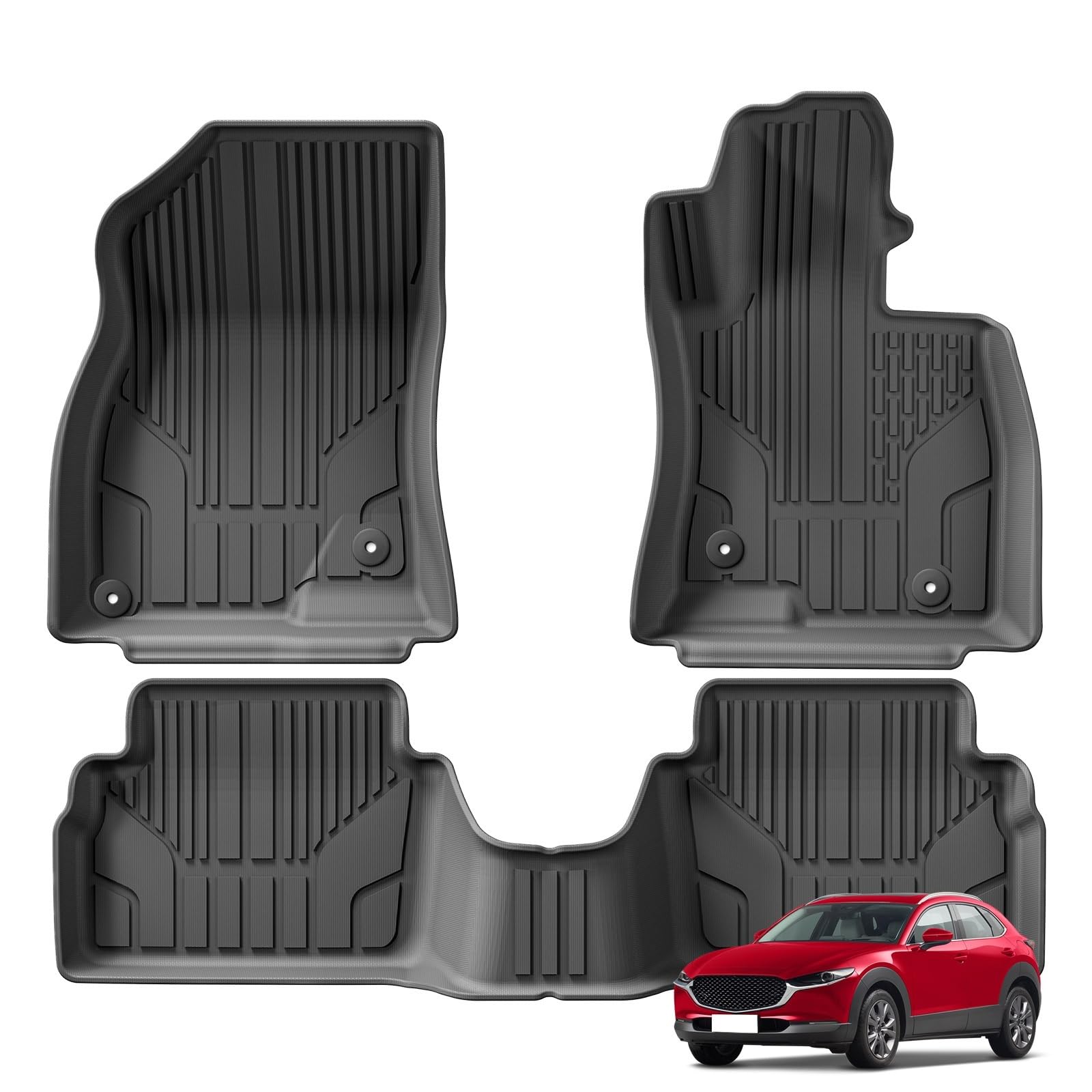 maty samochodowe Do Mazda 3 2WD 2019-24 dywaniki samochodowe | Do Mazda maty do bagażnika Wykładzina bagażnika Akcesoria w kolorze czarnym(Mazda3 3PCS)