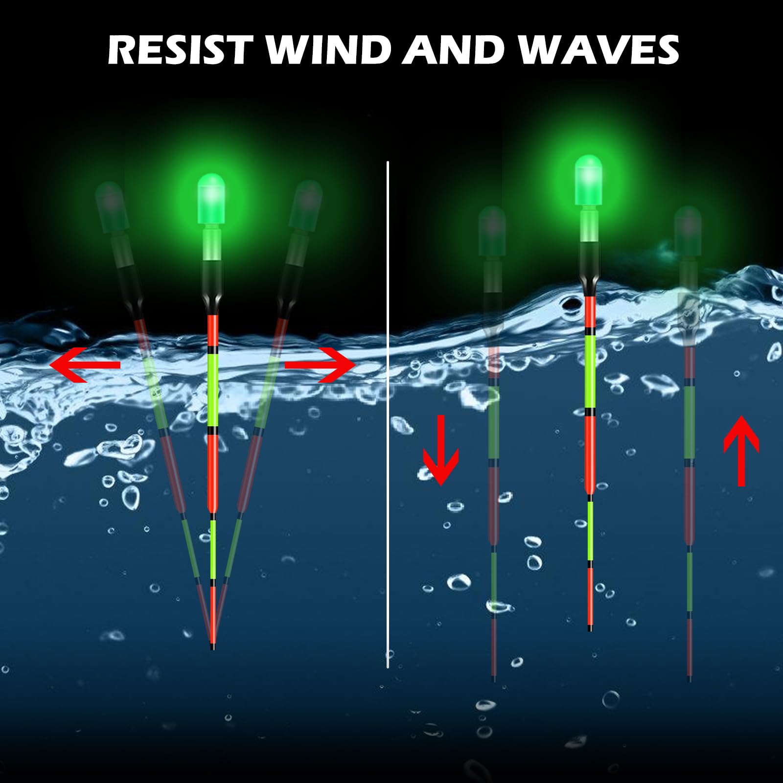 Bordeag 8 Pezzi di Galleggianti Led per Pesca, Luci per Canne da Pesca Notturna, Galleggianti Led per Pesca, Caricabatterie per Galleggianti da Pesca, Luci Led per Pesca Notturna, Galleggianti per