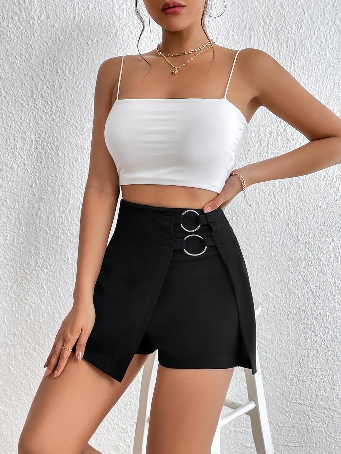 Women's Summer Trendy Comfy Casual Plain Wrap Hem Skort